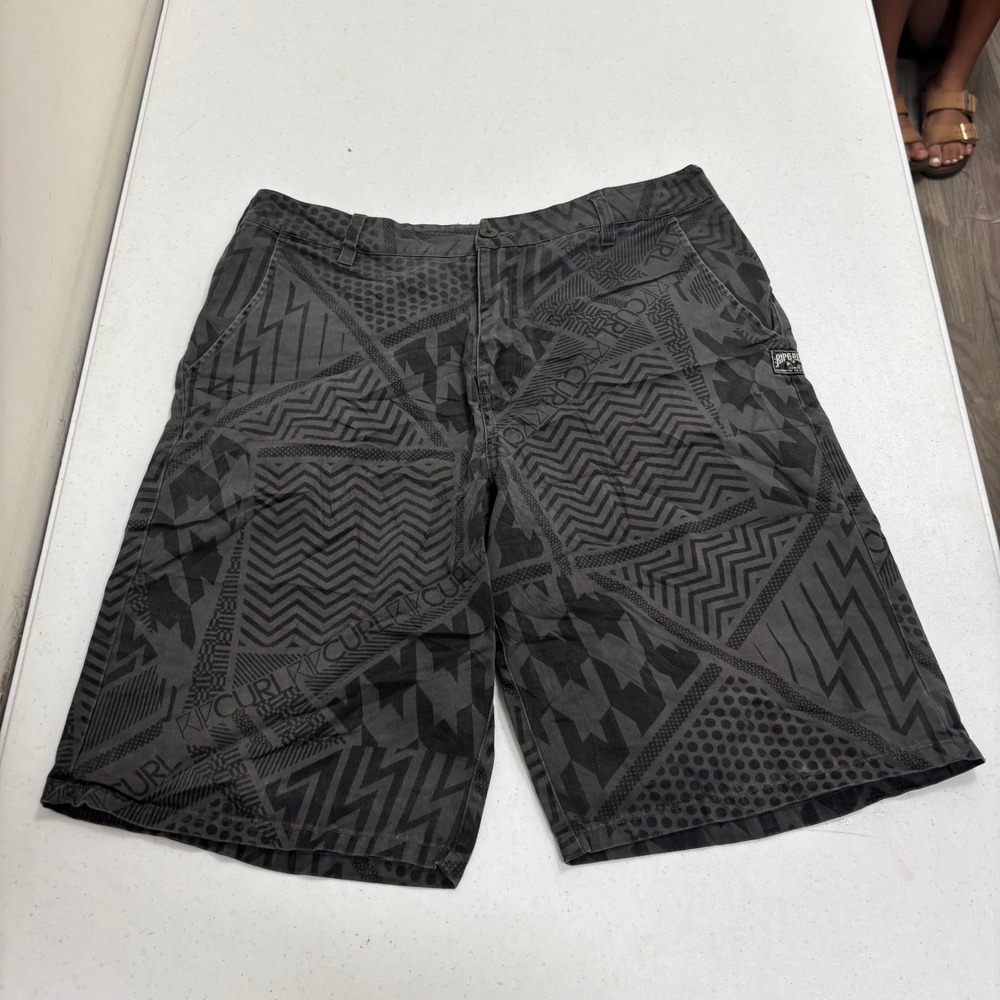Rip Curl Mens Charcoal Grey Geometric Print Board Shorts Size 33 Surf Skate